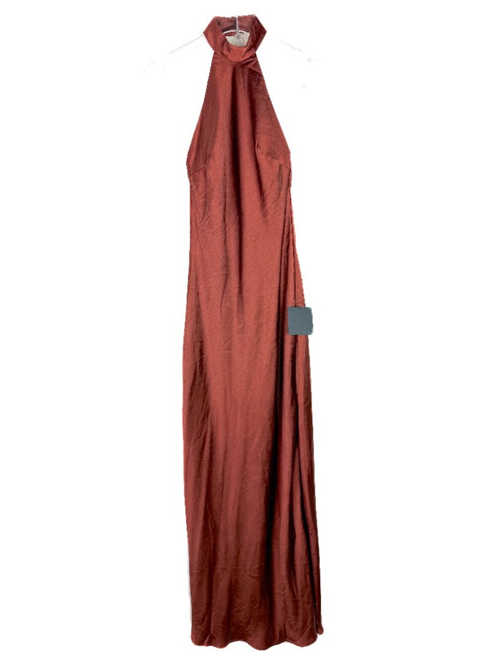 NWT Lulus Love in Your Life Rust Brown Satin Halter Maxi Dress Size XS NEW - Picture 2 of 14